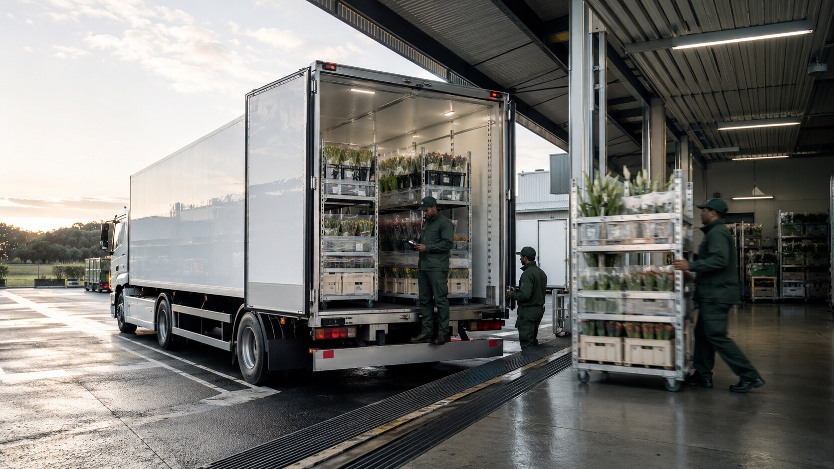 Unitedflora frigorifik araçla kontrollü çiçek sevkiyatı