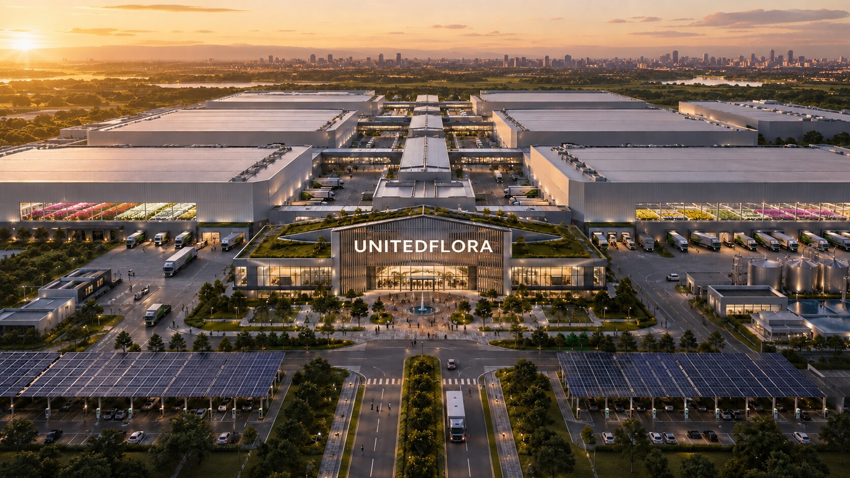 Unitedflora ana kampüsünün kuş bakışı master mimarisi